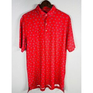 Johnnie O Washington Nationals Mens Red All Over Logo Polo Shirt Size M